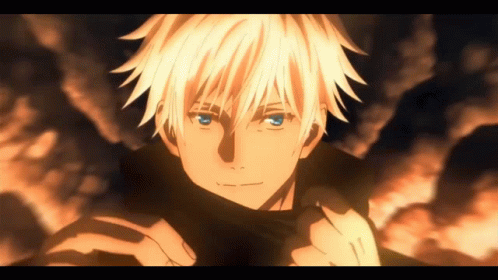 A Close Up Of A Blonde Anime Character With Blue Eyes . GIF
