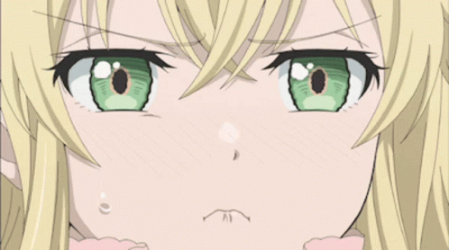 A Close Up Of A Blonde Anime Girl 'S Eyes GIF