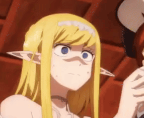 A Close Up Of A Blonde Anime Girl With Elf Ears Looking At Something . GIF