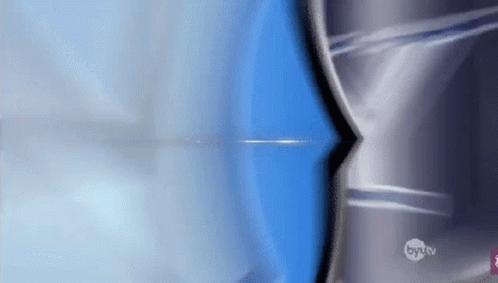 A Close Up Of A Blue And White Background With A By Tv Logo GIF