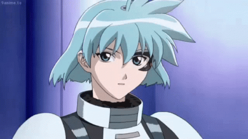 A Close Up Of A Blue Haired Anime Character With 9Anime.to Written On The Bottom GIF