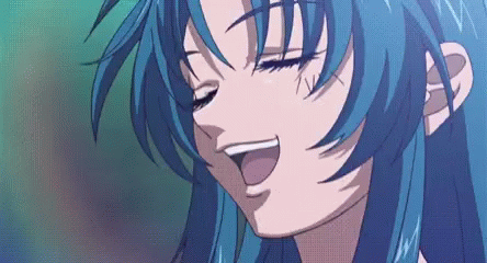 A Close Up Of A Blue Haired Anime Character With Her Eyes Closed GIF