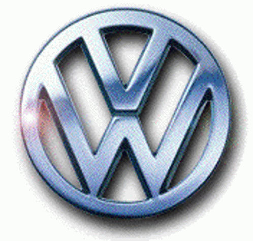 A Close Up Of A Blue Vw Logo On A White Background GIF