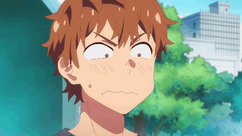 A Close Up Of A Boy Making A Funny Face With His Eyes Closed GIF