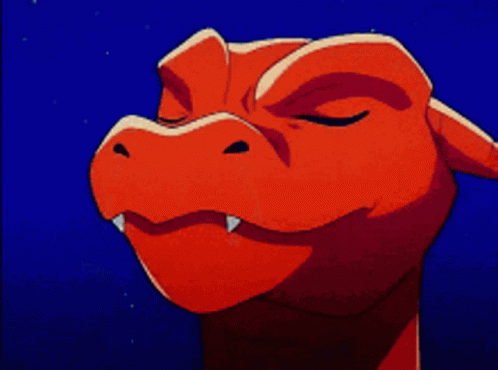 A Close Up Of A Cartoon Character Blowing Smoke Out Of Its Nose GIF