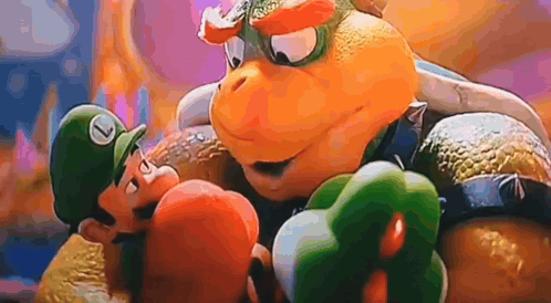 a close up of a cartoon character holding a boxing glove .