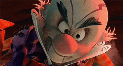 A Close Up Of A Cartoon Character Holding A Knife GIF