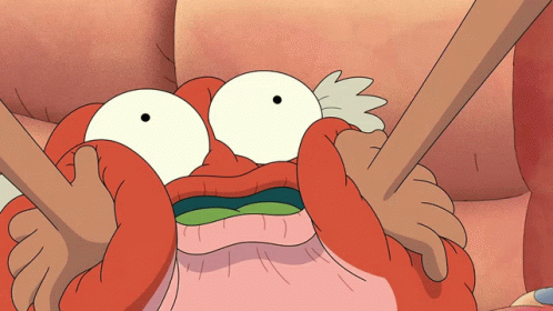 A Close Up Of A Cartoon Character Making A Surprised Face GIF