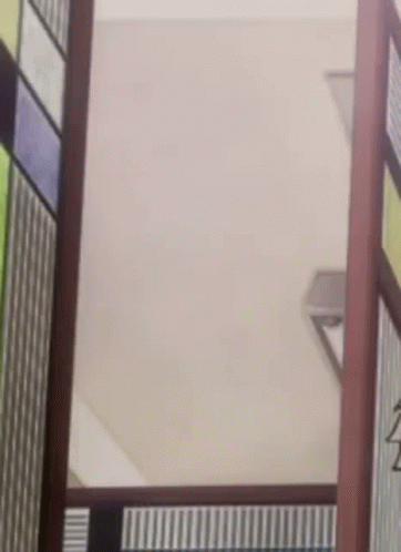 A Close Up Of A Cartoon Character Peeking Out From Behind A Window . GIF