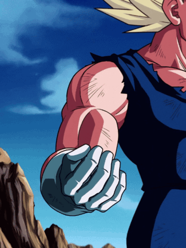 A Close Up Of A Cartoon Character 'S Arm With A Blue Sky Behind Him GIF