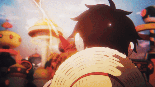 A Close Up Of A Cartoon Character 'S Back With A Blurred Background GIF