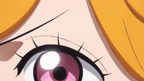 Close Up Of Cartoon Character's Pink Pupil Eye GIF