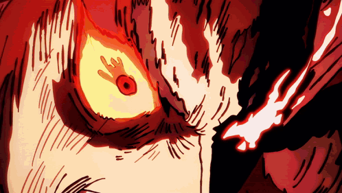 A Close Up Of A Cartoon Character 'S Eye With A Red Eye And A Yellow Eye GIF