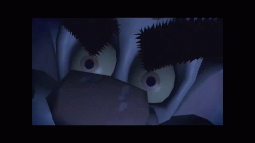 A Close Up Of A Cartoon Character 'S Eyes With A Purple Background GIF