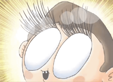 A Close Up Of A Cartoon Character 'S Eyes With A Yellow Background GIF