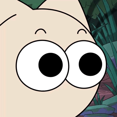 A Close Up Of A Cartoon Character 'S Eyes With Black Circles GIF