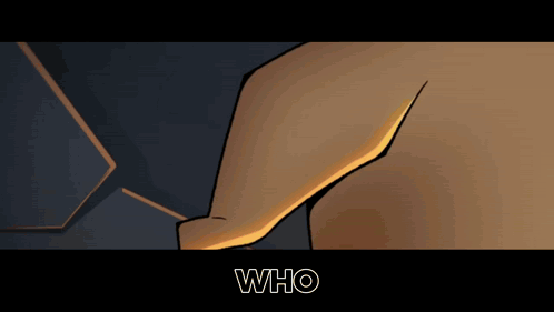 A Close Up Of A Cartoon Character 'S Eyes With The Word Who Below GIF