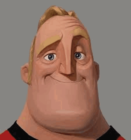 A Close Up Of A Cartoon Character 'S Face With A Big Smile On His Face . GIF
