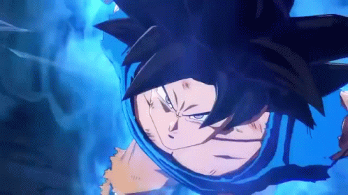 A Close Up Of A Cartoon Character 'S Face With A Blue Background . GIF