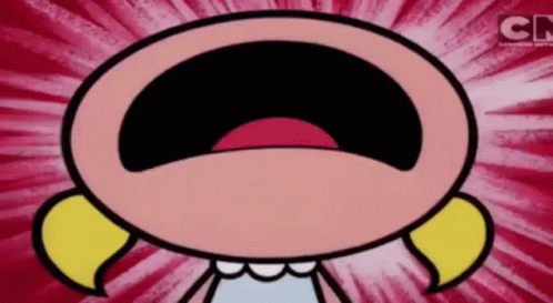 A Close Up Of A Cartoon Character 'S Face With A Large Mouth . GIF