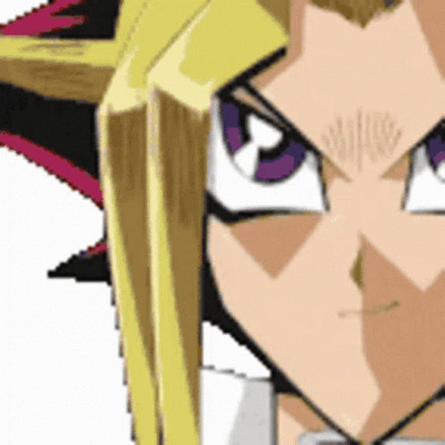 A Close Up Of A Cartoon Character 'S Face With A Purple Eye GIF
