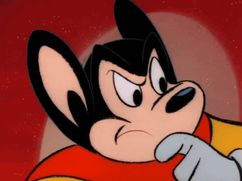A Close Up Of A Cartoon Character 'S Face With A Red Background GIF