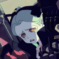 A Close Up Of A Cartoon Character 'S Face With A Red Eye GIF