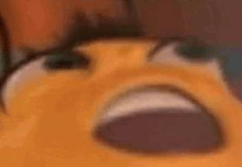 A Close Up Of A Cartoon Character 'S Face With A Surprised Expression . GIF