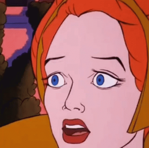 A Close Up Of A Cartoon Character 'S Face With A Surprised Expression . GIF