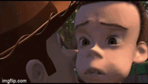 A Close Up Of A Cartoon Character 'S Face With A Surprised Look On It . GIF