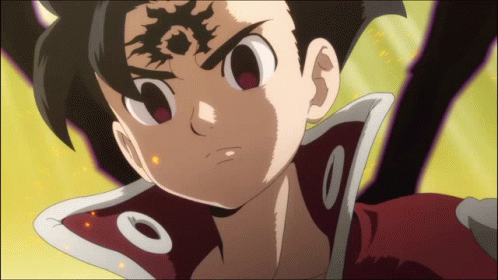 A Close Up Of A Cartoon Character 'S Face With A Symbol On His Forehead GIF