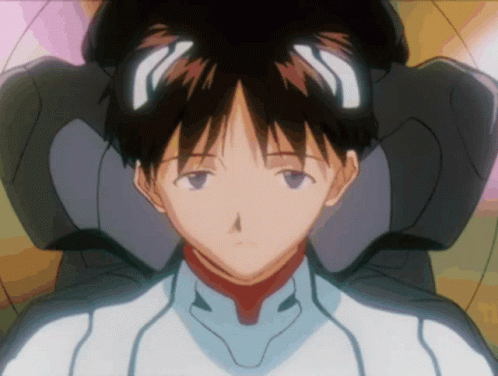 A Close Up Of A Cartoon Character 'S Face With A White Y On His Head GIF