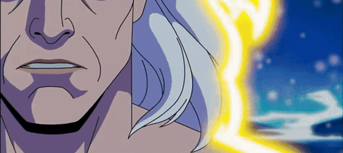 A Close Up Of A Cartoon Character 'S Face With A Yellow Light Behind Him GIF