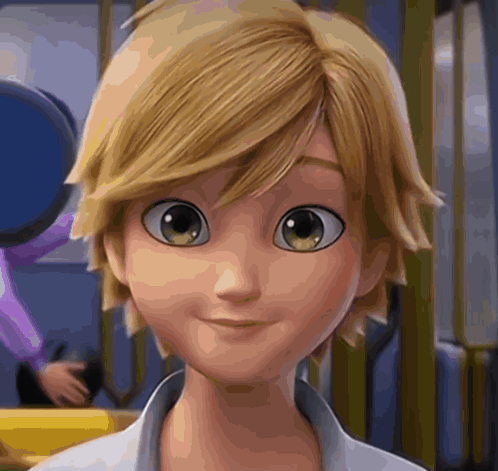 A Close Up Of A Cartoon Character 'S Face With Big Eyes And Blonde Hair GIF