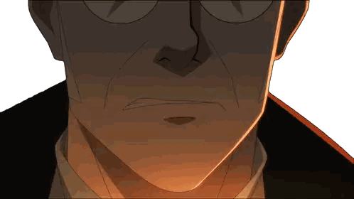 a close up of a cartoon character 's face with glasses
