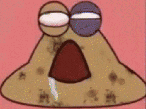 A Close Up Of A Cartoon Character 'S Face With Glasses On A Red Background . GIF