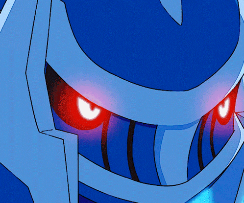 A Close Up Of A Cartoon Character 'S Face With Glowing Red Eyes GIF