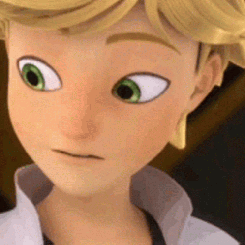 A Close Up Of A Cartoon Character 'S Face With Green Eyes And Blonde Hair . GIF