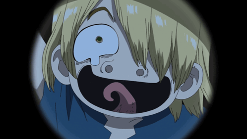 A Close Up Of A Cartoon Character 'S Face With His Tongue Sticking Out GIF