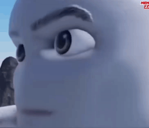 A Close Up Of A Cartoon Character 'S Face With Memez Written On The Bottom Right GIF