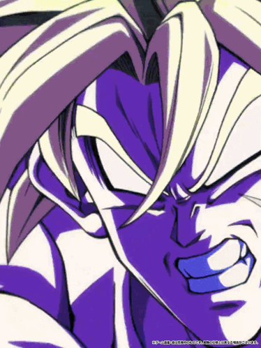 A Close Up Of A Cartoon Character 'S Face With Purple Hair GIF