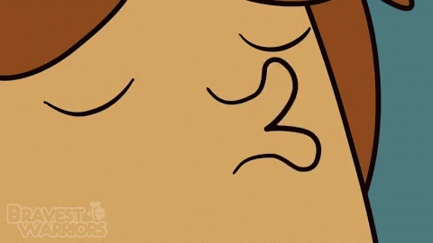 A Close Up Of A Cartoon Character 'S Face With The Words Bravest Warriors Below It GIF