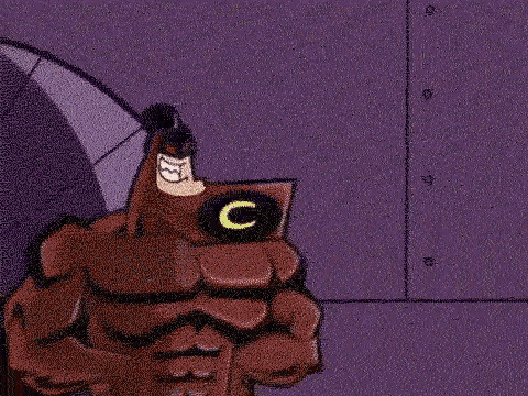a close up of a cartoon character 's foot pressing a button on a machine .