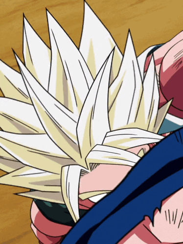 A Close Up Of A Cartoon Character 'S Hair With A Blue Stripe On It GIF