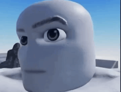 A Close Up Of A Cartoon Character 'S Head With A Serious Look On His Face . GIF