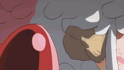 Cartoon Character's Mouth With Red Circle GIF