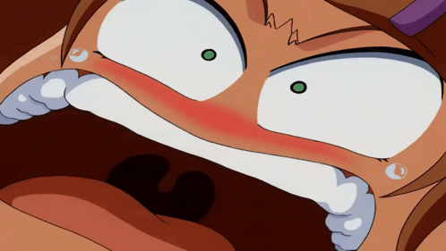 A Close Up Of A Cartoon Character 'S Mouth With A Tear Coming Out Of It GIF