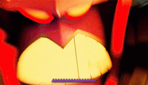 A Close Up Of A Cartoon Character 'S Mouth With The Words Ahhhh Written In Purple GIF