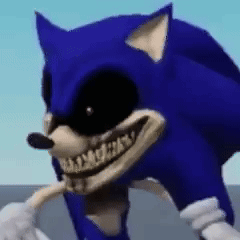 A Close Up Of A Cartoon Character , Sonic The Hedgehog , With A Large Smile On His Face . GIF