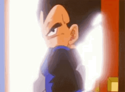 A Close Up Of A Cartoon Character Standing In Front Of A Red Door . GIF